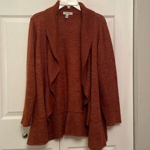 Dressbarn Fall Burnt Orange Open Front Cardigan Sweater Roomy